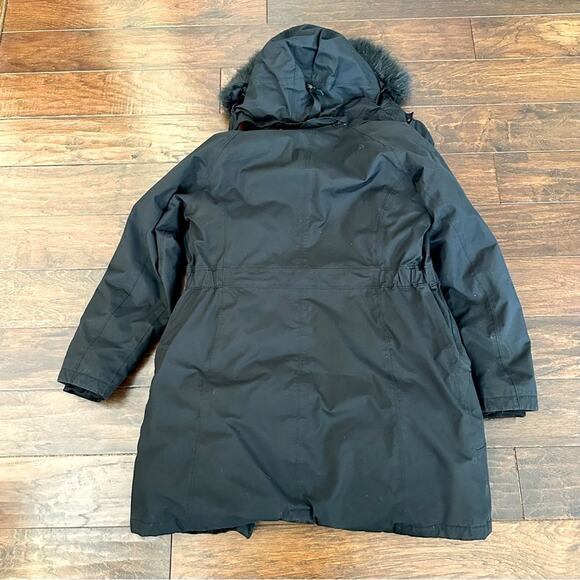 THE NORTH FACE Gotham Hyvent Jacket LARGE Parka Black Removable Faux Fur Hood - Picture 2 of 13